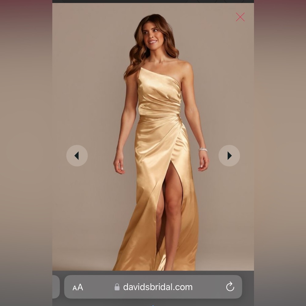 Galina Signature Draped One Shoulder Dress in Golden - David's Bridal